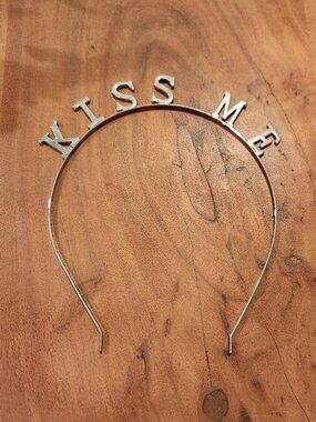 Silver Tone “Kiss Me” Statement Headband